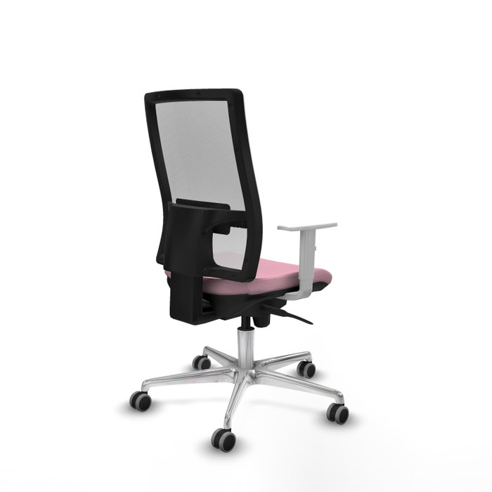 PIQUERAS Y CRESPO Silla de oficina Horna Rosa con malla blanca