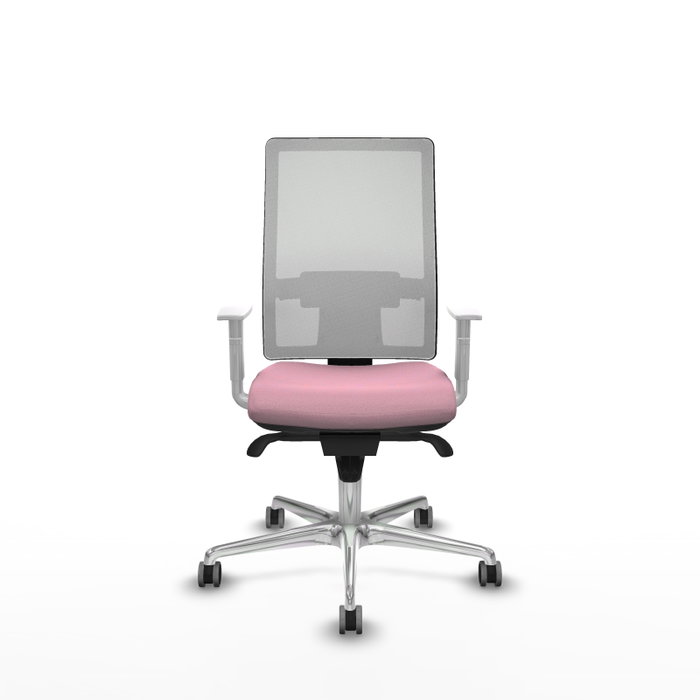 PIQUERAS Y CRESPO Silla de oficina Horna Rosa con malla blanca