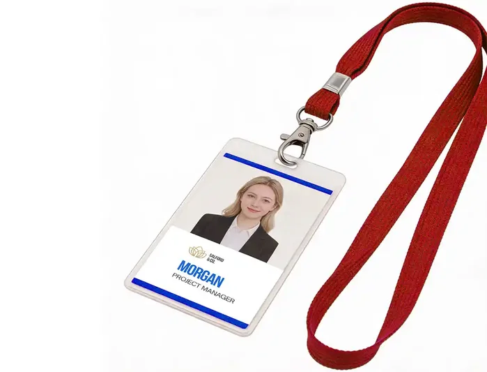 Q-connect Cordón plano con gancho metálico color rojo para identificadores Q-connect Cordón plano con gancho metálico color rojo para identificadores