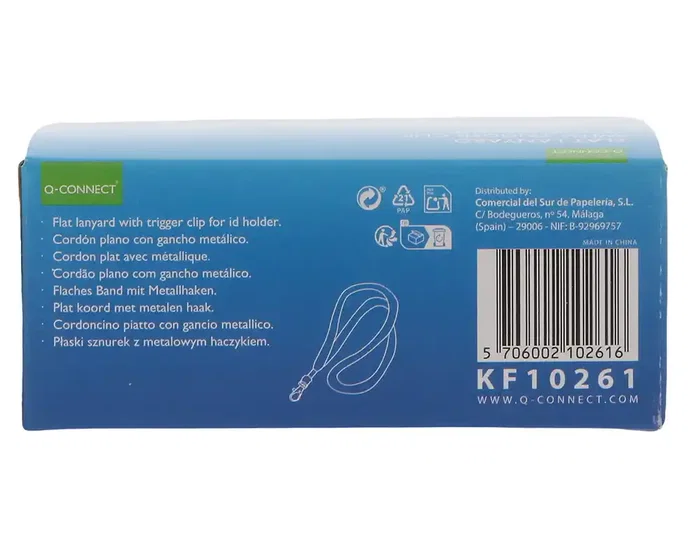 Q-connect Cordón plano con gancho metálico color rojo para identificadores Q-connect Cordón plano con gancho metálico color rojo para identificadores