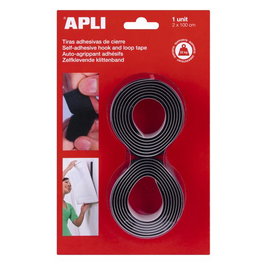 APLI Cinta Velcro Adhesiva 2x100 cm Negro