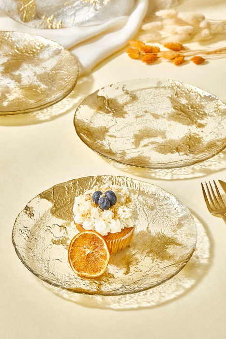 Hermia Set 6 Platos Postre Vidrio Transparente 21 cm Hermia Set 6 Platos Postre Vidrio Transparente 21 cm