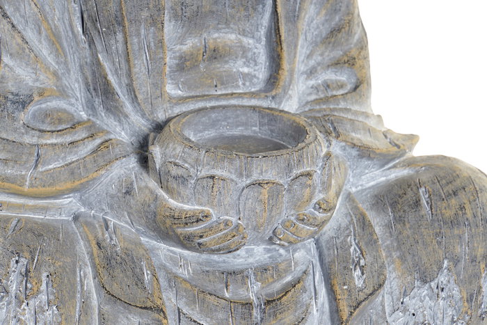 DKD Home Decor Figura de Buda Envejecido en Fibra de Vidrio Gris