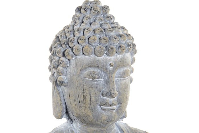 DKD Home Decor Figura de Buda Envejecido en Fibra de Vidrio Gris