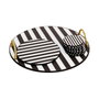 Hermia PLT0231 Juego de Bandeja de Madera y Salvamanteles de Cristal (8 Piezas) Blanco y Negro, Material Madera