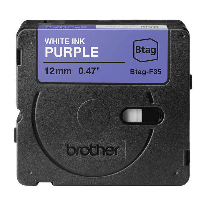 Brother BTAG-F35 Cinta Etiquetadora 12 mm x 4 m, Blanco sobre Morado, Compatible con PT-N10, PT-N20, PT-N25BT Brother BTAG-F35 Cinta Etiquetadora 12 mm x 4 m, Blanco sobre Morado, Compatible con PT-N10, PT-N20, PT-N25BT