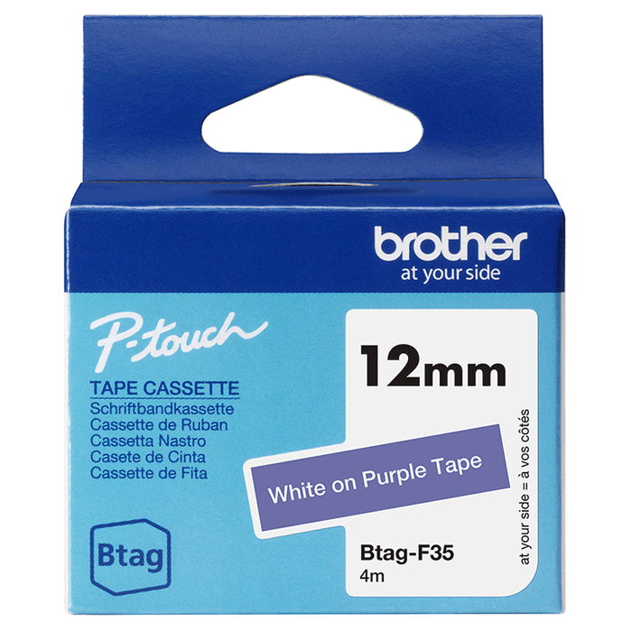 Brother Btag-F35 Cinta de rotulación Blanco sobre morado 12mm x 4m