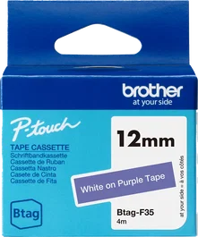 Brother Btag-F35 Cinta Mecanográfico Blanco sobre Lila