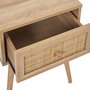 Home Deco Factory Mesita de Noche con Cajón Bali Colección Natural Madera y Ratán 39x39x55.4 cm