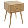 Home Deco Factory Mesita de Noche con Cajón Bali Colección Natural Madera y Ratán 39x39x55.4 cm