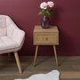 Home Deco Factory Mesita de Noche con Cajón Bali Colección Natural Madera y Ratán 39x39x55.4 cm