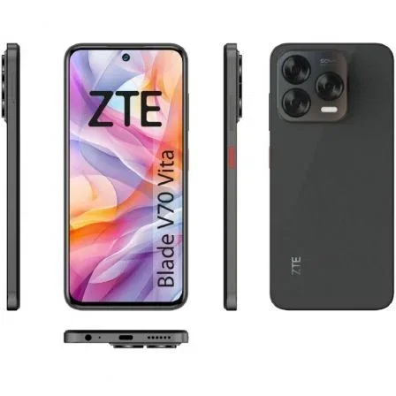 ZTE Smartphone Blade V70 Vita 8GB RAM + 256GB ROM, Pantalla 6.7" HD+ 120Hz, Cámara 50MP, Batería 5000mAh, Carga Rápida, Gris Oscuro - P606F17-GREY