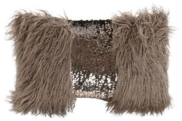 DKD Home Decor Cojin Glam Blanco Dorado Lentejuelas 50 x 8 x 30 cm (2 Unidades)