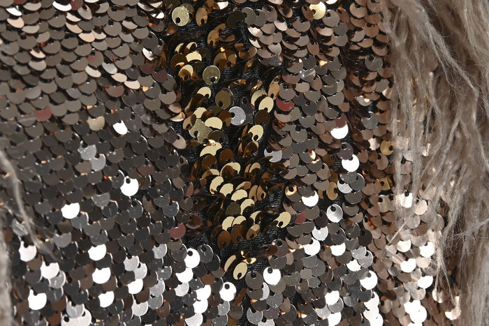 DKD Home Decor Cojin Glam Blanco Dorado Lentejuelas 50 x 8 x 30 cm (2 Unidades)