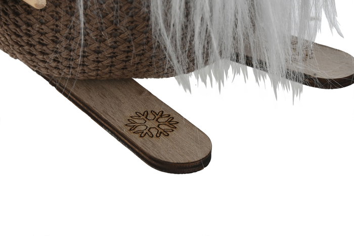 DKD Home Decor Figura Navidad Gnomo ski Alpina Marron Blanco 15 x 25 x 17 cm (4 Unidades) LED Poliester