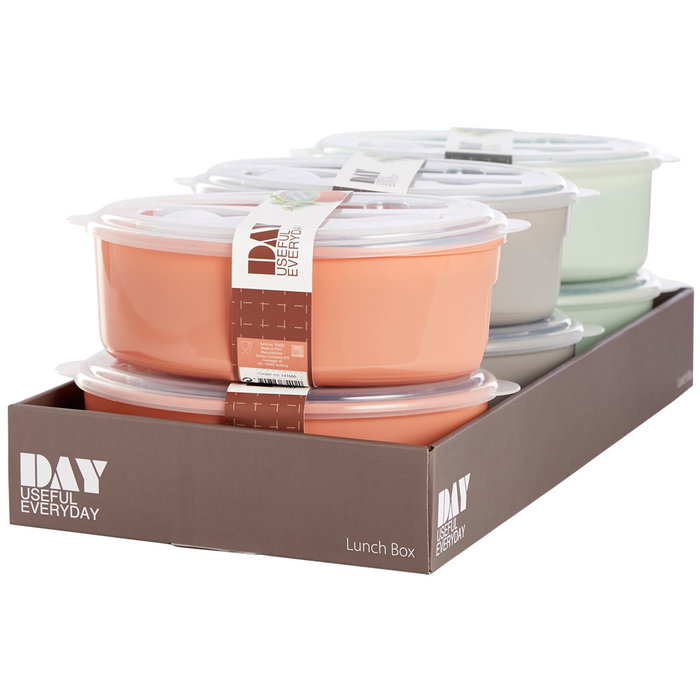 Day Fiambrera con Cubiertos y Aro Refrigerante, 1500 ml, Ideal para Llevar y Comer en Cualquier Lugar