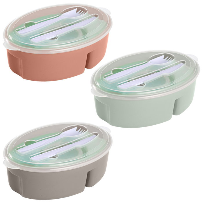 Day Fiambrera con Cubiertos y Aro Refrigerante, 1500 ml, Ideal para Llevar y Comer en Cualquier Lugar