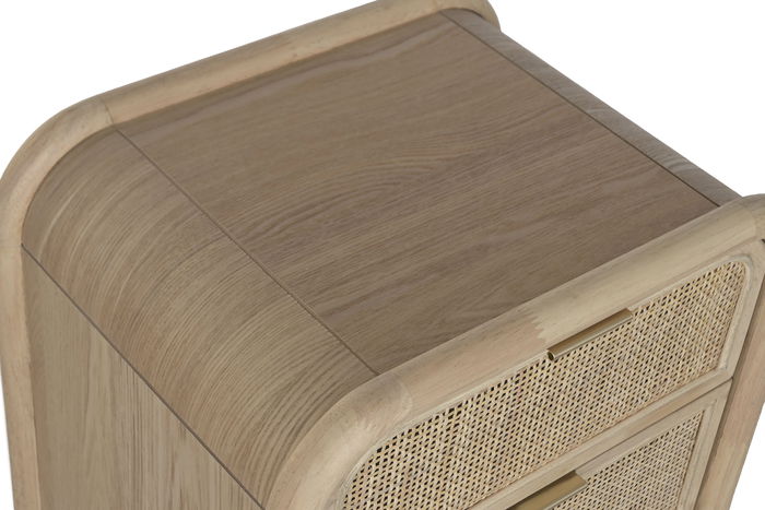 DKD Home Decor Chifonier Tropical Natural Madera de Abeto y Ratán 5 Cajones 100 x 46 x 35 cm