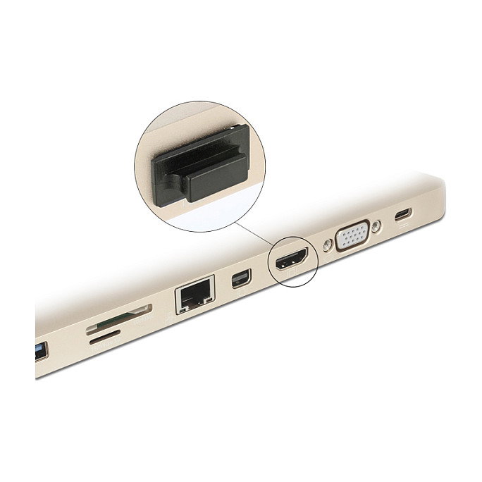 DeLOCK 64029 Cubierta antipolvo para puerto HDMI A con asa, 10 unidades, negro DeLOCK 64029 Cubierta antipolvo para puerto HDMI A con asa, 10 unidades, negro