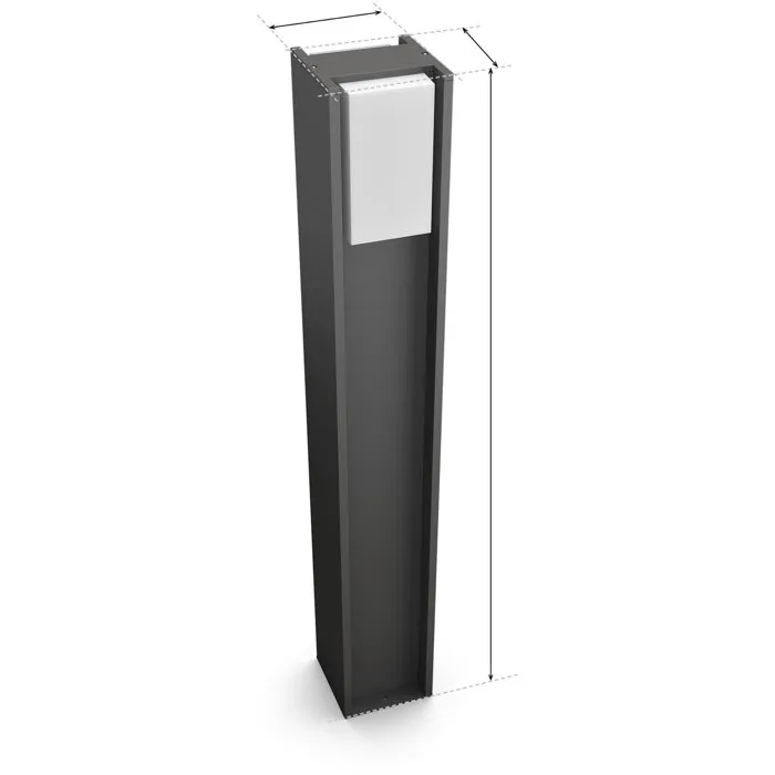 Philips Hue Turaco 929004308201 - Baliza Luminosa Gris Antracita IP44, Luz Blanca y de Color 1100 Lúmenes