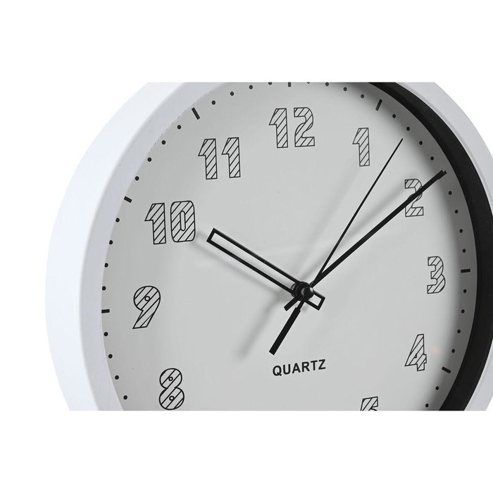 DKD Home Decor Reloj de Pared Básico Blanco Negro 4 x 25.4 x 25.4 cm (2 Unidades)