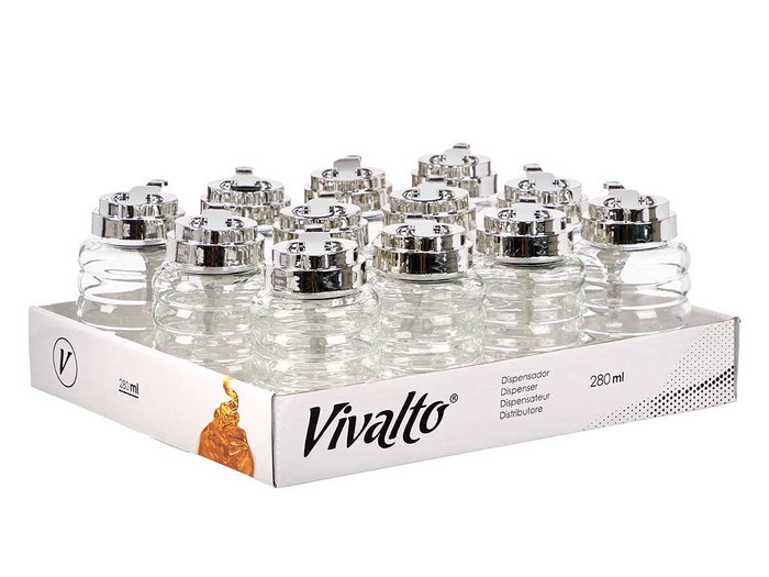 Vivalto Dispensador de Vidrio Redondo 280 ml Transparente 10x7x12.8 cm (Set de 24)