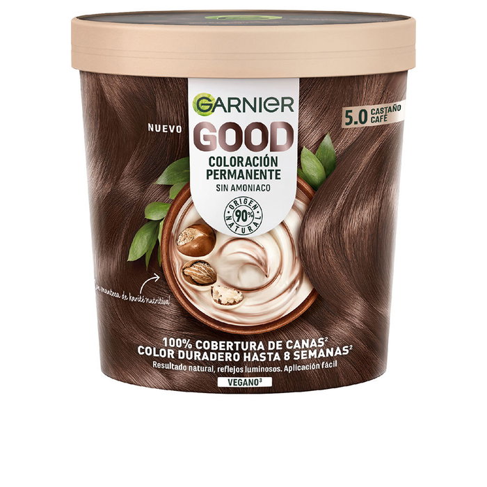 Garnier GOOD Coloración Permanente Sin Amoniaco #5.0 Castaño Café 217 ml Garnier GOOD Coloración Permanente Sin Amoniaco #5.0 Castaño Café 217 ml