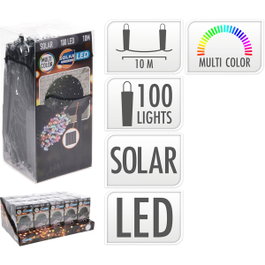 Basics Guirnalda LED solar multicolor de 100 LEDs, 12 m
