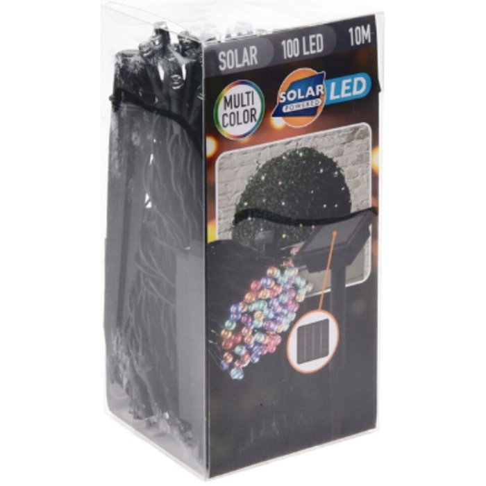 Basics Guirnalda LED solar multicolor de 100 LEDs, 12 m