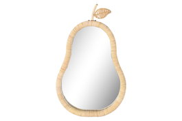 DKD Home Decor Espejo de Ratán y Cristal Pera Natural