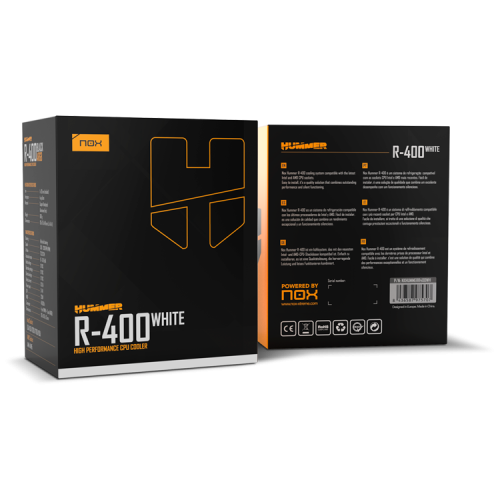 NOX Hummer R-400 Blanco Ventilador de CPU 12 cm PWM 235W TDP