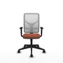 Silla de oficina Motilla con mecanismo Sincro tapizada con Tela color Marrón y malla color Blanco. Equipada con lumbar 1D, Brazos 1D y Ruedas 65mm nailon