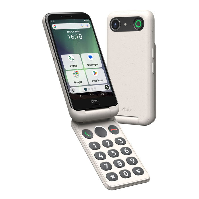 Doro Aurora A20 - Smartphone tipo concha para mayores o uso sencillo, Android 14, Pantalla táctil 4.5" HD, 4G, 4+64GB, Cámara 13 MP, Batería 3000 mAh, Negro Doro Aurora A20 - Smartphone tipo concha para mayores o uso sencillo, Android 14, Pantalla táctil 4.5" HD, 4G, 4+64GB, Cámara 13 MP, Batería 3000 mAh, Negro