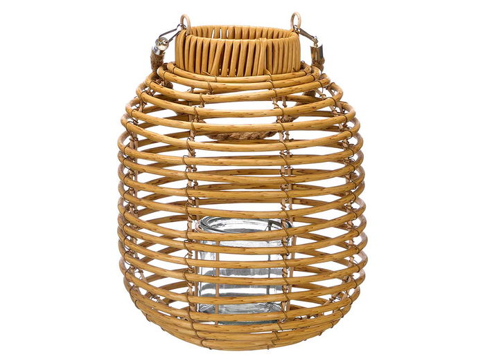 Ibergarden Farol Redondo Alto Mediano, Acabado Rattan, Marrón, Dimensiones 20 x的一组27 x 20 cm (Set de 12)