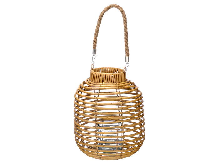 Ibergarden Farol Redondo Alto Mediano, Acabado Rattan, Marrón, Dimensiones 20 x的一组27 x 20 cm (Set de 12)