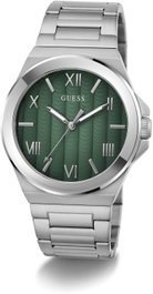GUESS Reloj GW0789G1 con esfera verde y correa gris