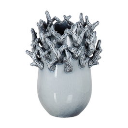 Jarrón Azul Cerámica Decoración 26,50 X 26 X 37 cm