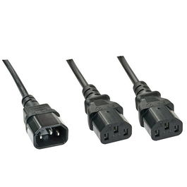 Lindy Cable Divisor IEC C14 a 2 x IEC C13 de 1m para PC, Impresoras, Monitores y Equipos de Audio