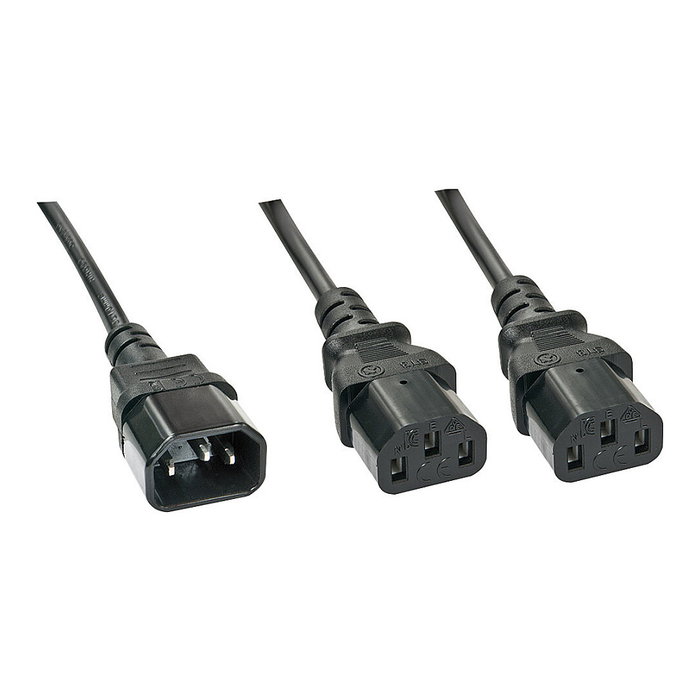 Lindy Cable de alimentación divisor IEC C14 a 2 x IEC C13, 1 m