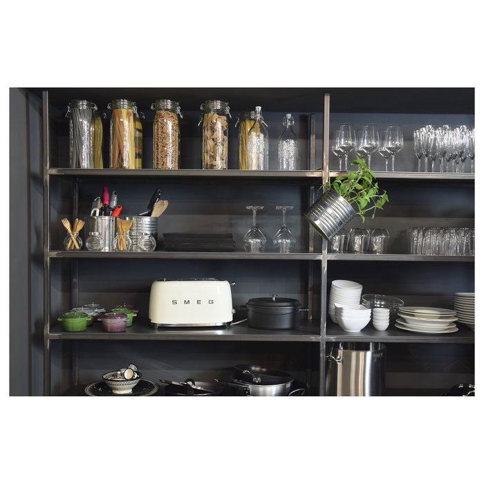 SMEG TSF02CREU Toaster para 4 Rebanadas, 1500 W, Función Descongelar y Recalentar, Color Crema, con Bandeja para Migajas Extraíble