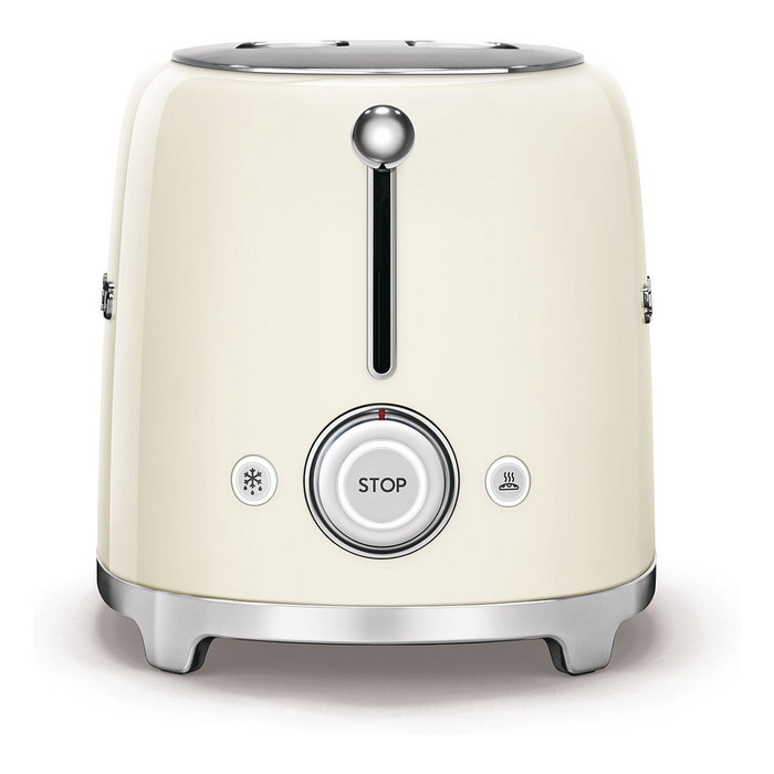 SMEG TSF02CREU Toaster para 4 Rebanadas, 1500 W, Función Descongelar y Recalentar, Color Crema, con Bandeja para Migajas Extraíble