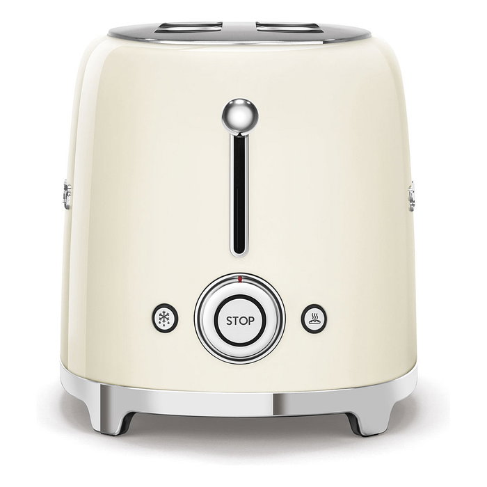 SMEG TSF02CREU Toaster para 4 Rebanadas, 1500 W, Función Descongelar y Recalentar, Color Crema, con Bandeja para Migajas Extraíble