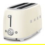 SMEG TSF02CREU Toaster para 4 Rebanadas, 1500 W, Función Descongelar y Recalentar, Color Crema, con Bandeja para Migajas Extraíble