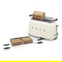 SMEG TSF02CREU Toaster para 4 Rebanadas, 1500 W, Función Descongelar y Recalentar, Color Crema, con Bandeja para Migajas Extraíble