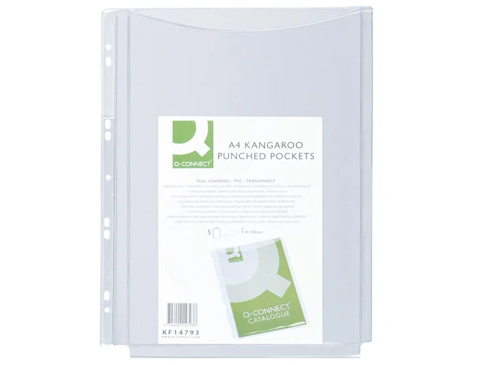 Q-connect Funda multitaladro con fuelle DIN A4, 180 mc, pack de 5 unidades