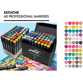 Alex Bog Rotuladores Luxury Canvas Gama Artist Doble Punta Fina-Biselada Estuche De Lujo 60 Ud