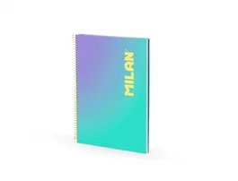 Milan Cuaderno Espiral A4 90 Hojas 95 gr Cuadrícula 5x5 Tapa Dura Colección Sunset Turquesa