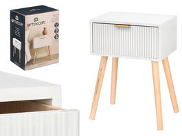 Giftdecor Mesita Auxiliar 1 Cajón Blanco 36x24x52 cm