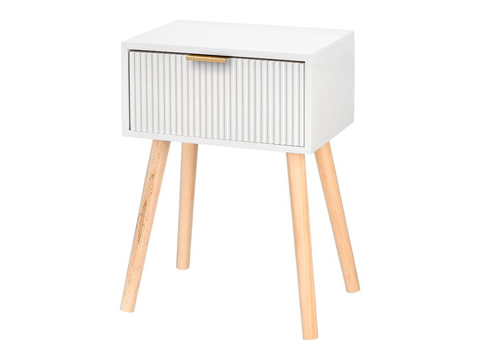 Giftdecor Mesita Auxiliar 1 Cajón Blanco 36x24x52 cm