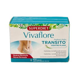 SUPERDIET Vivaflore Transito 100 Capsulas Complemento Alimenticio Plantas Psilio Romero Achicoria Malvavisco Fermentos Digestivo
